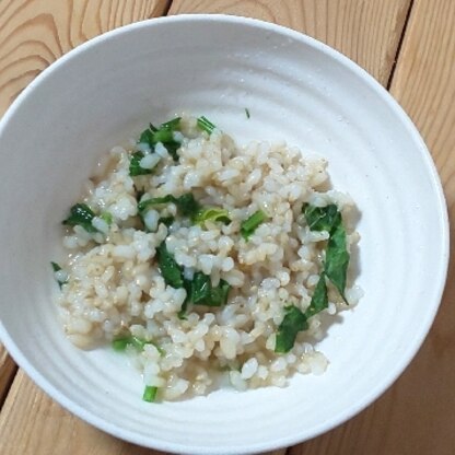 お粥、玄米ご飯と大根葉で作りました☘️玄米お粥にすると食べやすくて、おいしかったです♥️
たくさんレポありがとうございます(*ﾟー^)